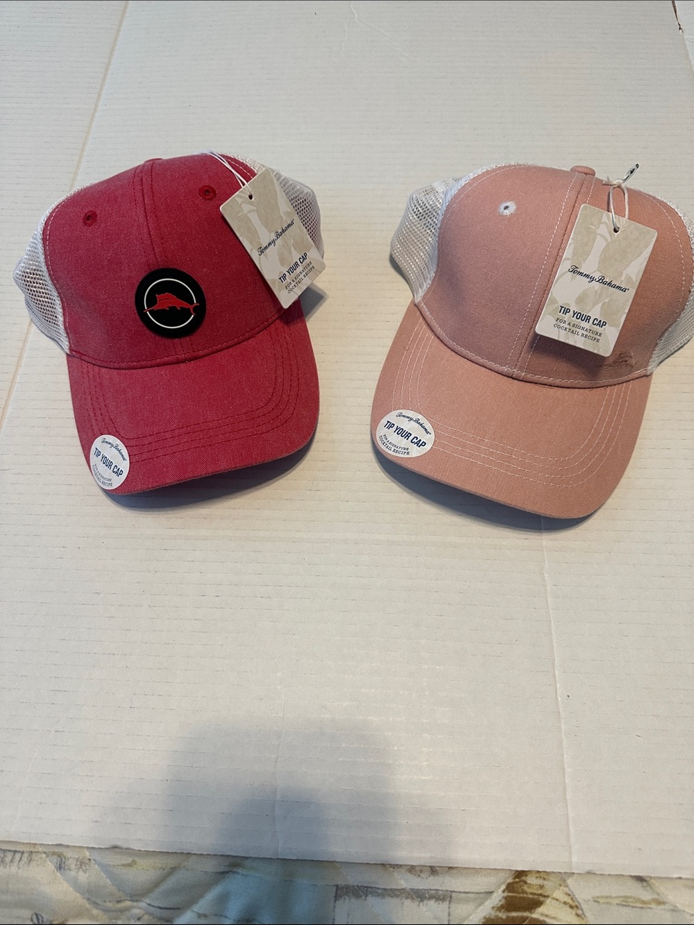 Tommy Bahama Men & Women’s Reddish Pink and Light Pink Mesh-Back Baseball Caps